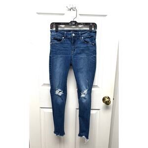 Gap Universal Leggings, Distressed Dark Wash, Cropped Length, 
Size 27 or 4